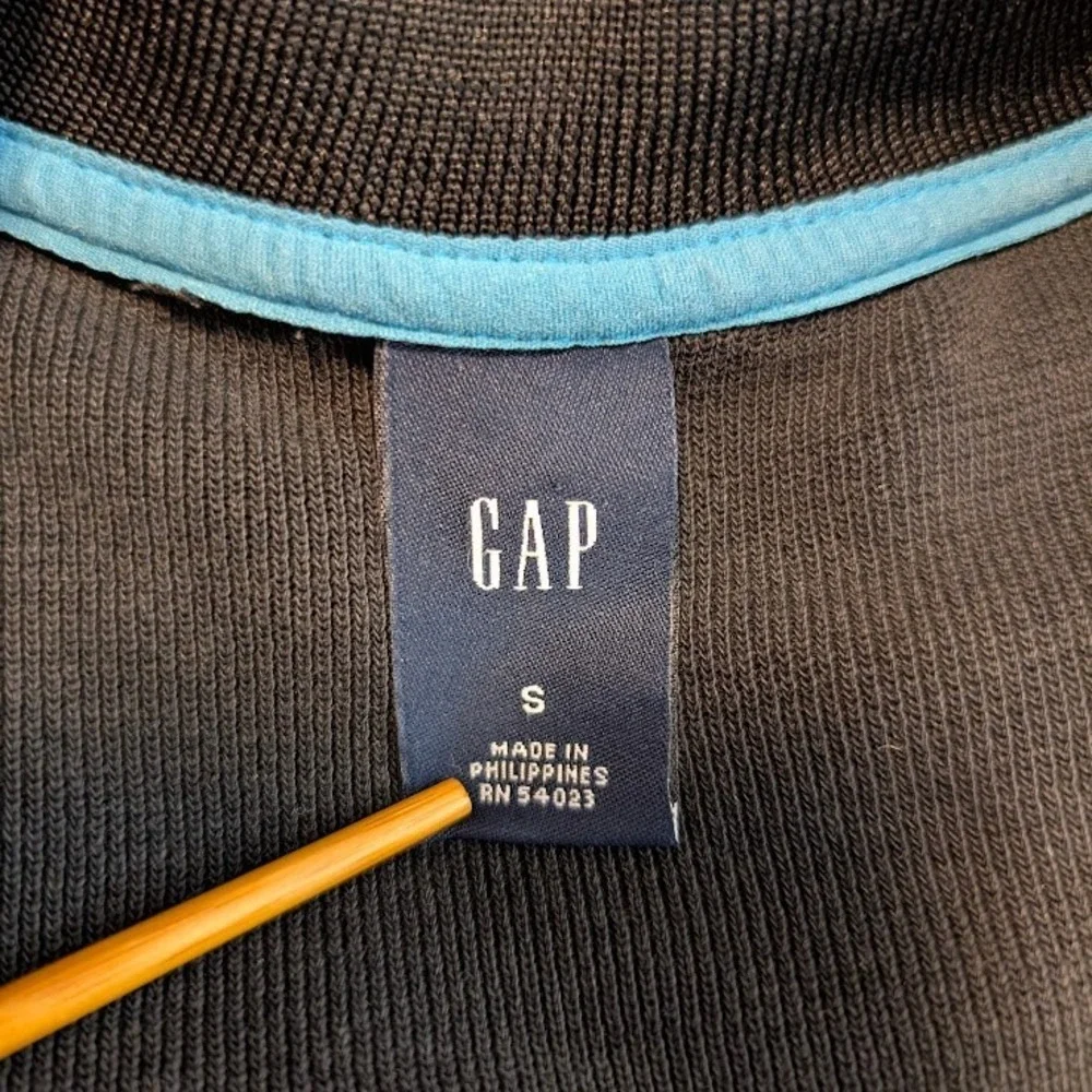 GAP Track Jacket Mens S Black Blue Stripe Vintage Fall‎ 2004 Full Zip Y2K Sporty